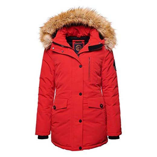Superdry Damjacka Everest Parka, Hög risk Röd, M