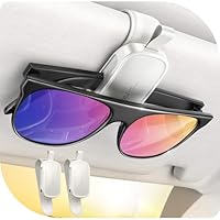 JOYROOM 2 Stück Brillenhalter für Auto Sonnenblende - Weihnachts Geschenke für Männer Frauen, Magnetischer Leder Sonnenbrillenhalter Auto, Universal Auto Visier Zubehör Kompatibel mit Allen (Weiß)