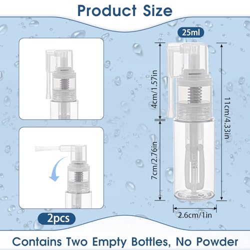 2 Pcs Empty Powder Spray Bottle for Makeup, Cake Glitter, Barber, Dry Cleaning, Dusting and Crafts2