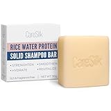 CARESILK Rice Water Shampoo Bar for Hair Growth - Natural Fermented Solid Clarifying Protein - Vegan Organic Soap with Coconut, Argan Oils, Bamboo Extract