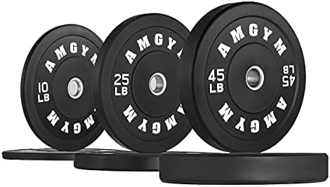 AMGYM LB Bumper Plates Olympic Weight Plates, Bumper Weight Plates, Steel Insert, Strength Training(160LB Set)