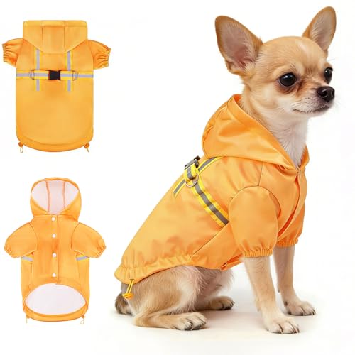 Image of BEAUTYZOO Dog Raincoats for X-Small Dogs, Waterproof Rain Jacket with Hood