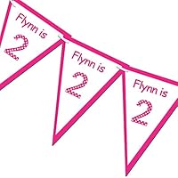 Personalised Birthday Flag Banner Bunting Flags inc ribbon - Name (is) Age