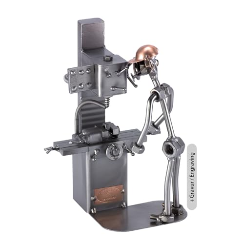 Steelman24 I Schraubenmännchen Fräser Mit Persönlicher Gravur I Made in Germany I Handarbeit I Geschenkidee I Stahlfigur I Metallfigur