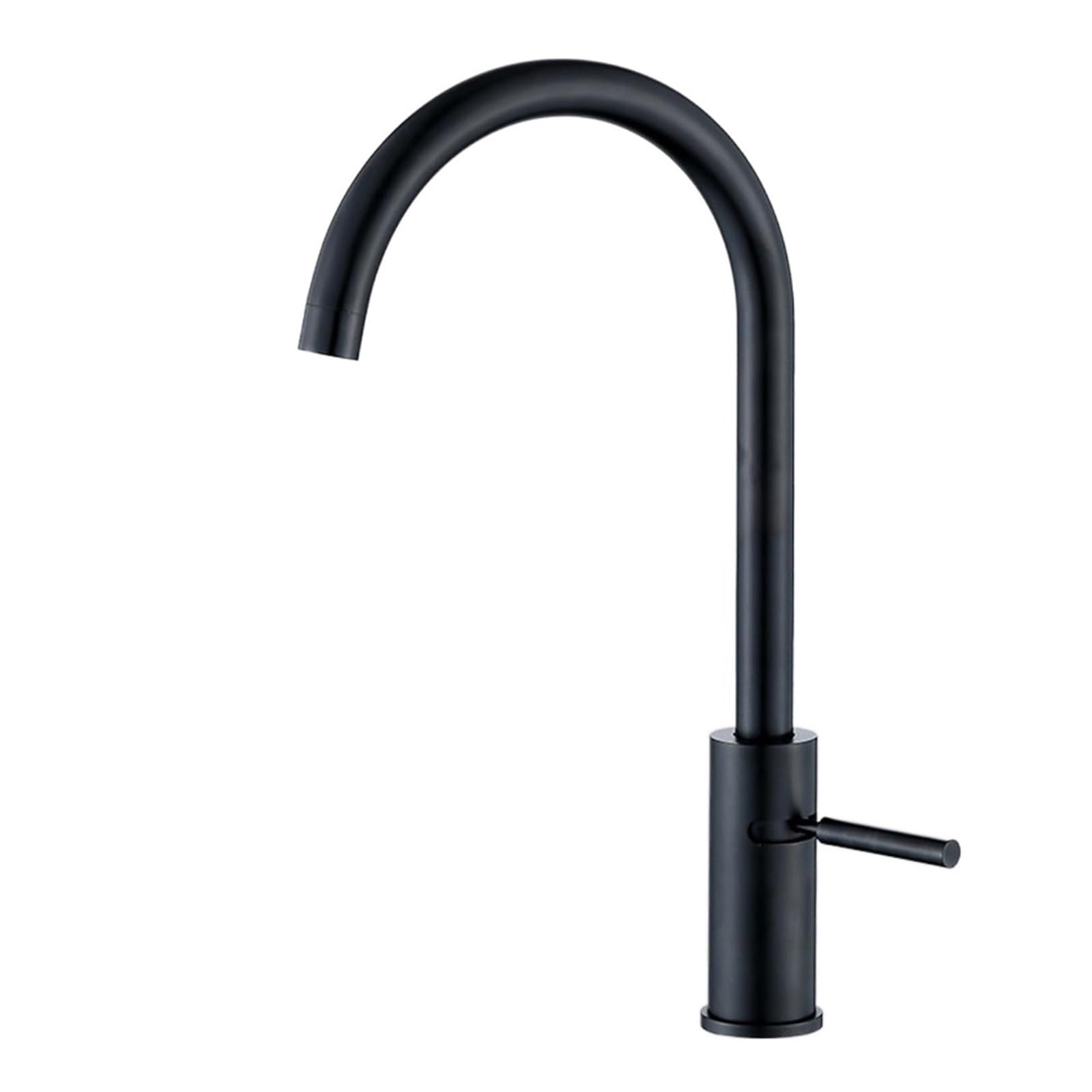 Robinet d'évier de cuisine anti-trace mitigeur noir rotatif 360 acier inoxydable 304