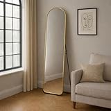 Neo Full Length Mirror 40x150cm with Metal Frame HD Dressing Wall Mounted Free Standing Floor for Bedroom Hallway Living Room Wardrobe (Gold)