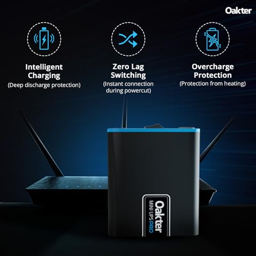 Oakter Mini UPS PRO for High Capacity WiFi Routers 12V & Upto 3A | Battery 2X4000 mAh | Power Backup Upto 8 Hours | Support Jio, Airtel & Other... - Image 3
