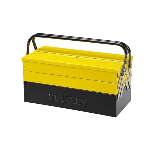 Stanley Werkzeugbox / Werkzeugkoffer CantiLever (21x21x45cm, mit Klemmschutz für Werkzeuge und Zubehör, Box mit vollständig zugänglichen Fächern, stabiler Koffer mit Bohrloch) 1-94-738