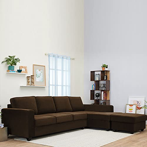Image of Wakefit Sofa Set | 3 Year Warranty | Sofa 3 Seater, 3 Seater Sofa for Living Room, Wooden Sofa Set, 3 Seater + Right Aligned, Sofa for Living Room - Napper(Malphino : Dark Earth)