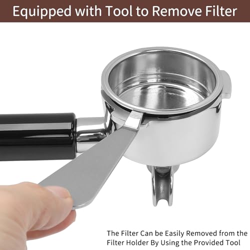 Image of 51mm Full Stainless Steel Portafilter for CASABREWS CM5418 & 3700Essential | 4 mm Thick 3-Ear Design, with Portafilter Basket Removal Tool and 2 Cup Filter, Compatible for De'Longhi EM450M