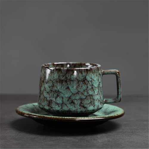 Taza de café retro de gres con patrón irregular para reconectar con la calma 4