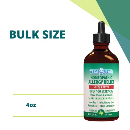 Texaclear Homeopathic Texas Cedar Fever Allergy Relief Drops For Zones 2,5,6 - All Season Relief + Drainage Remedies - 4Oz #TOP2