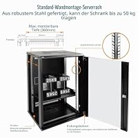 Tecmojo 19 Zoll 18HE 450mm Tief Netzwerk-Schrank, Wand-Serverschrank, 19" IT-Netzwerk-Rack-Gehäuse, abschließbare Tür und Seitenwände, Glastür, Flachverpackung, Schwarz – Ansicht 4