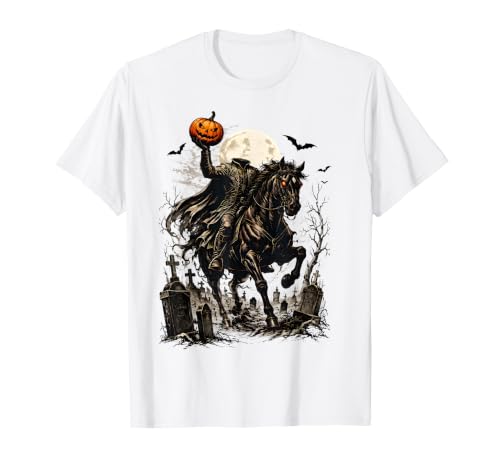 Vintage Headless Horseman Pumpkin Rider Haunted Halloween T-Shirt