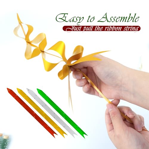 Qiuyan 40 PCS Mini Xmas Gift Wrapping Pull Bows, Decorative Pull Ribbon Bows for Christmas New Year Valentine's Day Birthday Present Hampers Wedding Car Decoration Bow - 4 Colors - Image 5