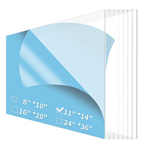 Art3D 10-Pack Of 11×14" Pet/Plexiglass Sheets, Transparent Clear Flexible Plastic Sheet Panels For Craft, Picture Frames, Sign Blank, Diy Display Project #TOP30