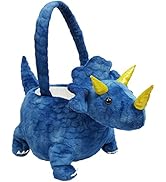 Dearsun Adorable 3D Dark Blue Plush Triceratops Basket Easter Dinosaur Basket Easter Egg Hunting ...