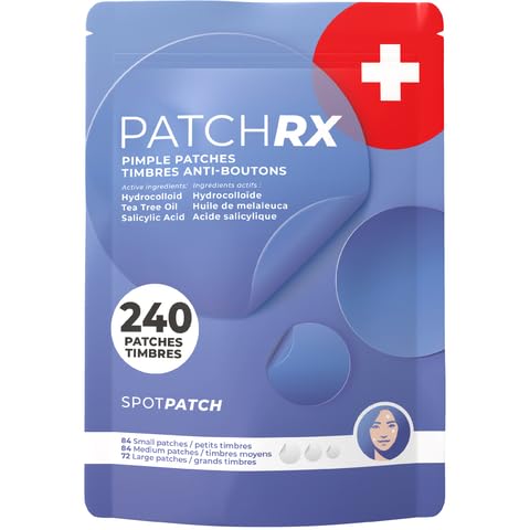 PatchRx Pimple Patches for Face (240 Patches), Hydrocolloid Acne Patches with Tea Tree Oil & Salicylic Acid, Pimple Patch Pimple Stickers, Hydrocolloid Patch Acne Dots Acne Pimple Patches For Face - Thumbnail 2