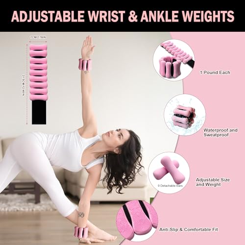 Image of KANGFITER Long and Short Fabric Resistance Bands with Ankle Weights, Non-Slip Stretch Booty Bands for Working Out Women & Men, Loop Exercise Elastic Bands for Home Physical Therapy Yoga Pilates