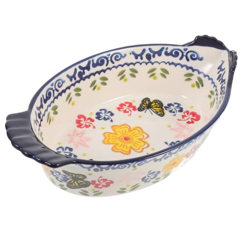 ROMISBABA セラミック製ノンスティック多機能焼き皿 耐熱オーブン用両手付き焼き型 ケーキ パイ タルト対応 家用ロースティングディッシュ