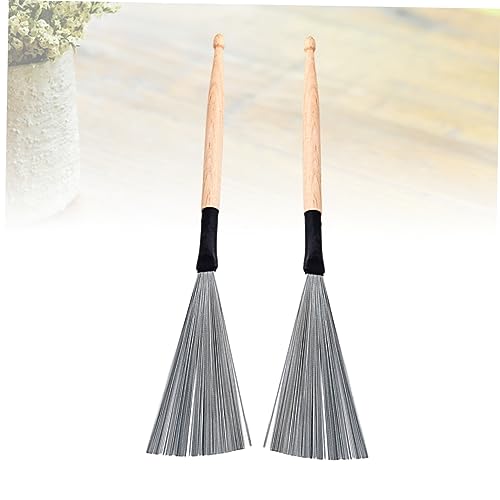 VANZACK 2 piezas Baquetas para principiantes con cepillo de acero para práctica de jazz y batería miniatura 6