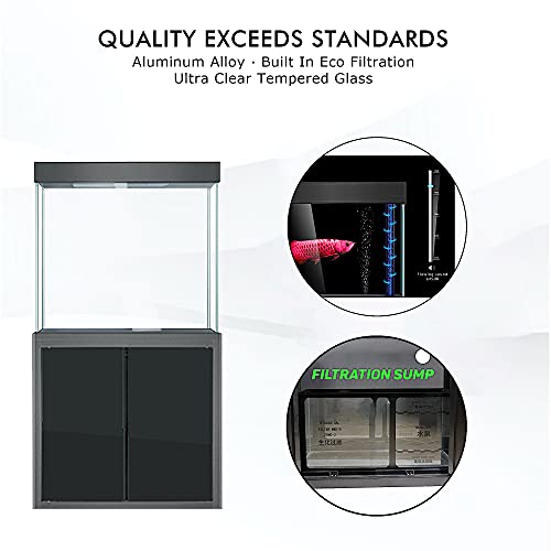 Jajale 50 Gallon Aquarium Fish Tank Led Light Pump Freshwater Filter Upright Fishtank Stand Bundle Straight Corners Ultra Clear Tempered Glass With Complete Aquarium Setup (All Black) #TOP4
