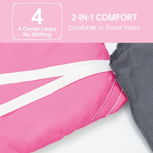 Image of MUXHOMO Oversized Queen Comforter Set, Lightweight Down Alternative Bed Set | All Season 3 Piece Bedding Set,Ultra Soft Down Alternative,Includes 1 Comforter 98x98 and 2 Pillow Shams 20x26,Hot Pink