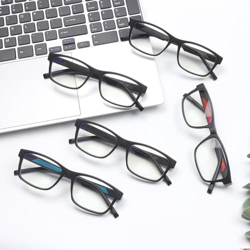 Image of Henotin 5 Pack Reading Glasses for Men, Blue Light Readers for Men, Spring Hinges Computer Eye Glasses