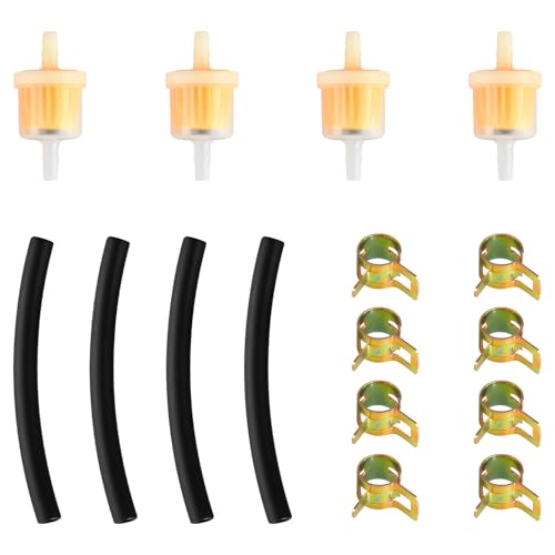 Hopzab 16PCS Inline Fuel Filter Kit for Motorcycle, Car & Scooter, Universal Petrol & Diesel Fuel Filters with Hose Clips, for Motorbike, Generators, Lawnmowers & Small Tractors