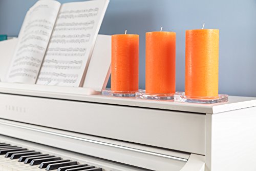 Set Of 3 Pillar Candles 3" X 6" Unscented Handpoured Weddings, Home Decoration, Restaurants, Spa, Church Smokeless Cotton Wick - Orange #TOP4