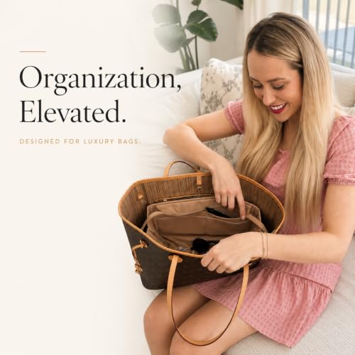 Image of Exclusive Zippered Purse Organizer Insert For Handbags, Shaper For Speedy, Neverfull, On The Go & Graceful Totes (Jumbo, Brown)