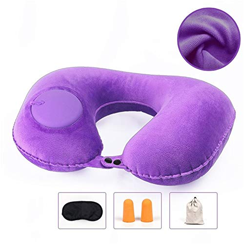 MUMAX Travel Neck Pillow, U-Shaped Inflatable Pillow Portable Folding Press Type Pillows