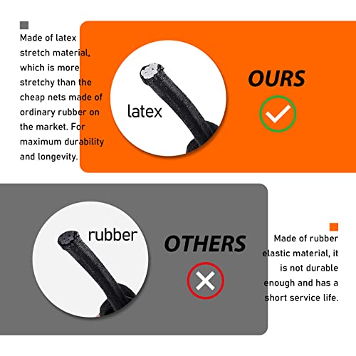 Toolteng 12"X12" Cargo Net, Black Heavy Duty Bungee Cargo Net Stretches, Gear Helmet Luggage Thicken Netting With 3"X3" Small Mesh & 6 Adjustable Metal Hooks For Motorcycle, Bike, Atv #TOP4