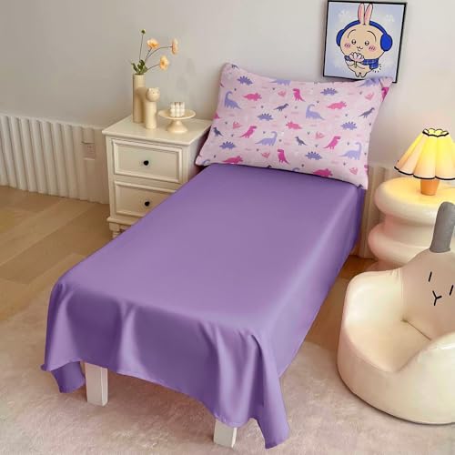 Image of 4 Piece Toddler Dinosaur Bedding Set for Girls,Pink Dino Toddler Comforter Sets Soft Bed Set Include Comforter,Fitted Sheet,Flat Top Sheet and Pillowcase,Bed in A Bag for Bedroom
