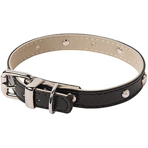 Wouapy Original collar for dogs, Black snake leatherette collar of 20 mm width and 40 cm length Cover