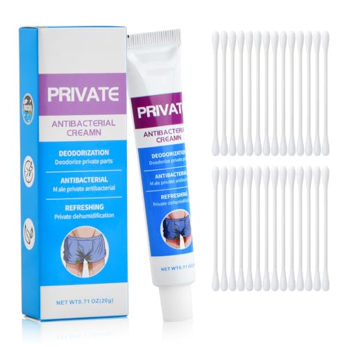 2 Cremas Higiene Íntima Hombres con 100 Hisopos de Algodón, Crema Aliviar la Picazón para Zona Íntima Masculina, Crema Hidratante Antipicazón ÍNtima Masculinos, CREma Calmante para las Partes Privadas