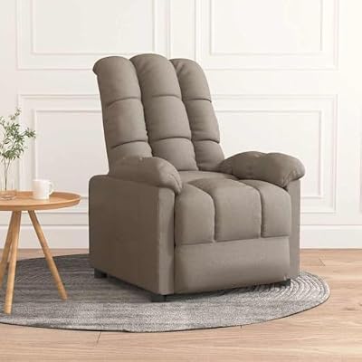 KHNLGFR Taupe Fabric Recliner Chair with Adjustable Backrest and Footrest, Thick Padded Seat and Armrests, Breathable Durable Upholstery, Easy Assembly with Manual