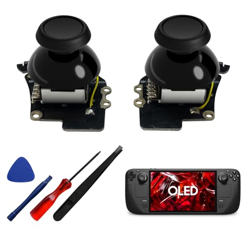 Festerer Hall-Effekt-Joystick für Steam Deck OLED, Ersatz für elektromagnetische Daumensticks mit kapazitivem Touch, Zubehör für Steam Deck für FPS-Spiele, vorverlötet mit Joystick-Kappe (1 Paar)