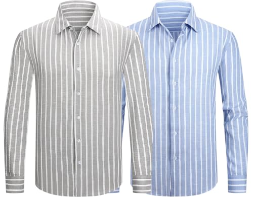 Image of Zombom Men's Regular Fit Vertical Striped Casual Shirt | Full Sleeve Cotton Blend Shirt for Men | Slim Fit Stylish Party