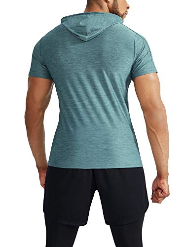 Neleus Men's 3 Pack Dry Fit Running Shirt Workout Athletic Shirt With Hoods,Slate Gray,Red,Light Green,Us L,Eu Xl #TOP5