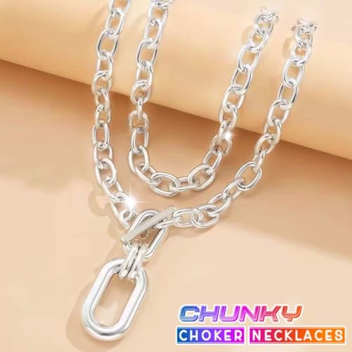 CLOACE Chunky Choker Necklaces Layered Pendant Necklace Chain Punk Thick Necklace Accessories for Women2