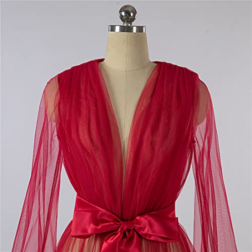 Daily Life Mall Women's Maternity Photoshoot Tulle Robe Sheer Puffy Bridal Wedding Dressing Lingerie Robe Gown Long Sexy Illusion Pregnancy Lingerie Tulle Mesh Fur Bridal Illusion Bathrobe Nightgown #TOP1