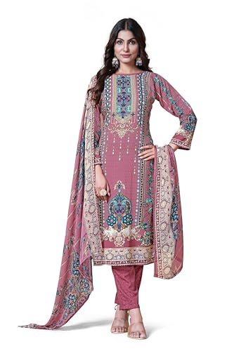 Image of Unstitched Multicolor Crepe Printed Salwar Suit Material