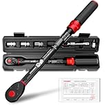 HYCHIKA Chiave Dinamometrica 1/2" 40-220 Nm - Precisione ±2%, 72 Denti Doppio Senso, Sistema Click, con Adattatore 3/8", Prolunga e Bussole (17, 19, 21mm).
