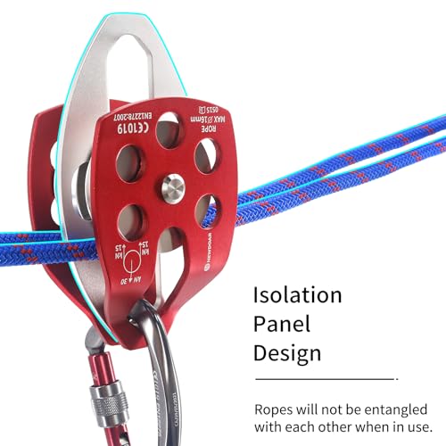 Image of NewDoar 30 KN CE Certified Large Rescue Pulley Single /Double Sheave with Swing Plate