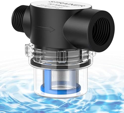 RV Water Pump Strainer Filter, 1/2 Inch NPSM Threaded Inlet Scree...