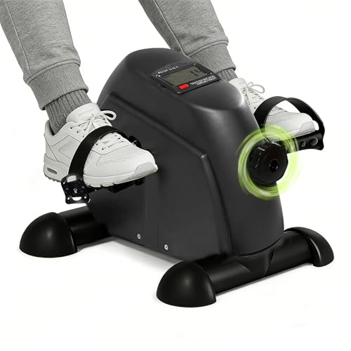 LAZY SPORTS Pedales Estáticos Personas Mayores, Pedaleador para Ancianos y Mini Bicicleta Estática, Máquina de Pedalear Sentado para Entrenamiento en casa, Pantalla LCD