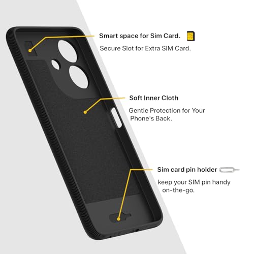 Image of Pikkme Back Cover for Realme C61 / Realme Narzo N61 Camera Protection 3D Hexa Cube Design Silicone Protective Bumper Case (Black)