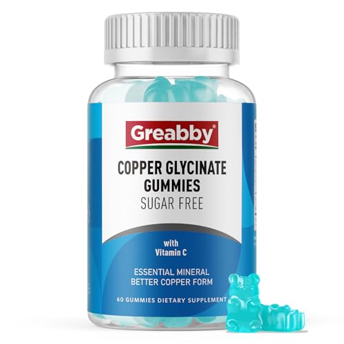 Copper Glycinate Gummies, 2mg Chelated Copper with Vitamin C, High Absorption Copper Supplements for Women 25-44, Immune, Energy, Skin & Bone Health, 60 Count
