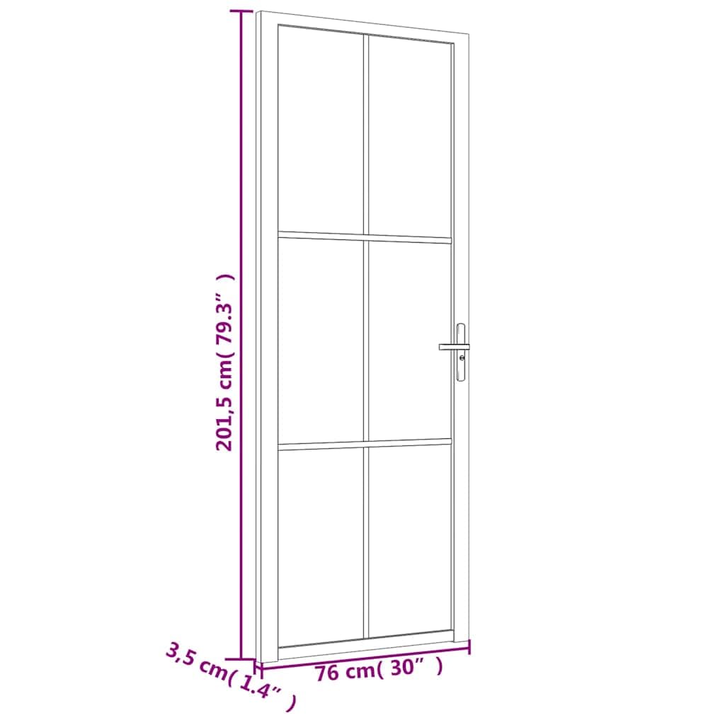 vidaXL Porte Intérieure Porte Vitrée Porte à Panneaux Chambre à Coucher Salle de Bain Maison 76x201,5 cm Noir Verre Mat et Aluminium